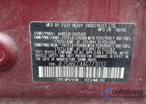 2010 Subaru Forester 2.5X Premium z USA, uszkodzony, nr VIN JF2SH6CC4AG723032